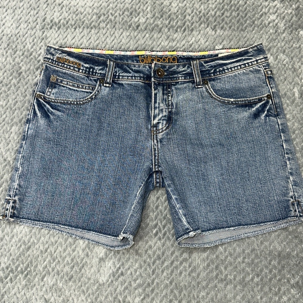 VTG Billabong Denim Low Rise Shorts Women's 11 Jean 5 inch Beach Surf Skate Y2K